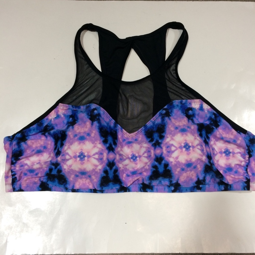 Ava & Viv High Neck Mesh Tie Dye Swim Top